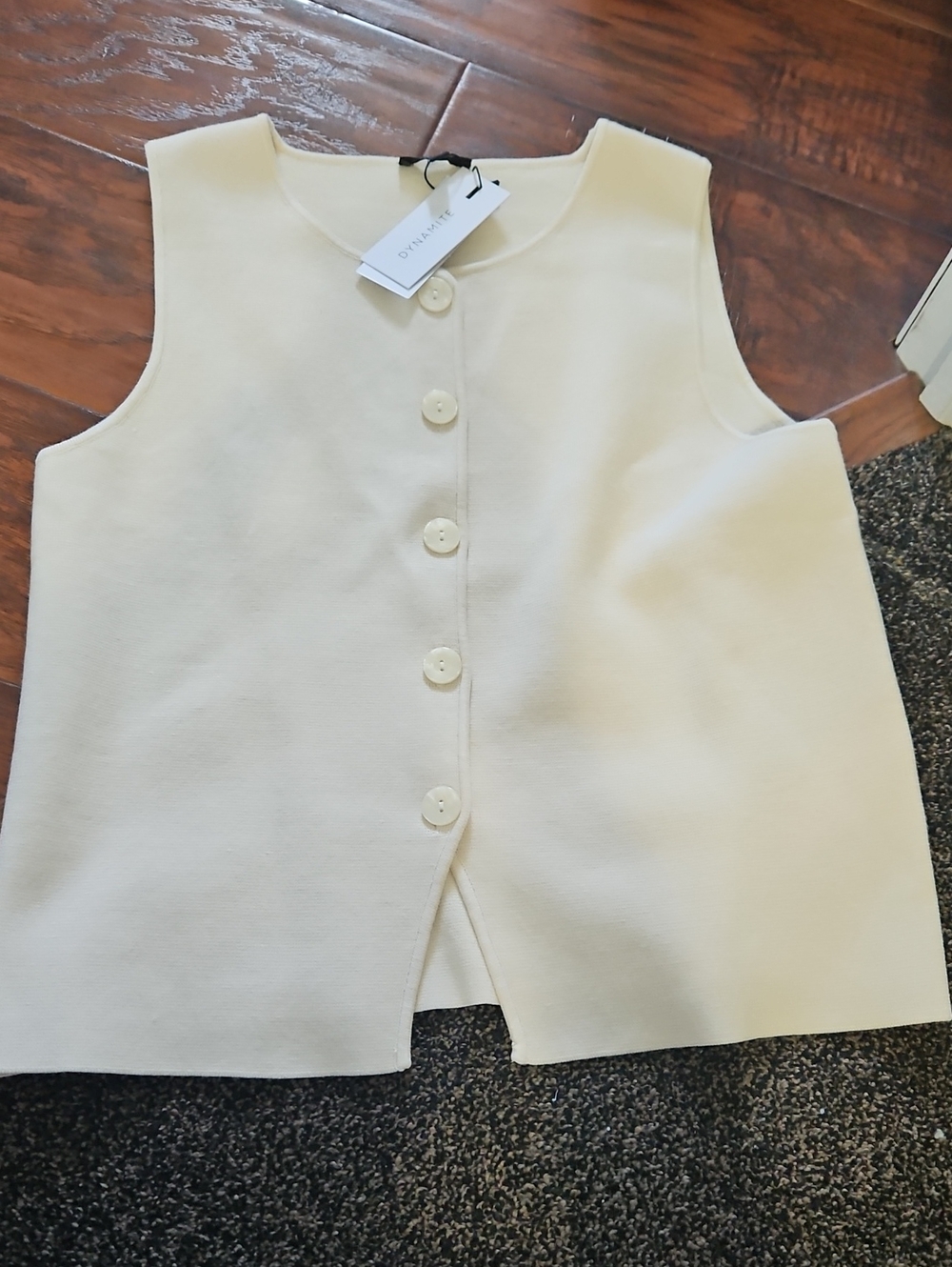 DYNAMITE Cream Button-Front Vest